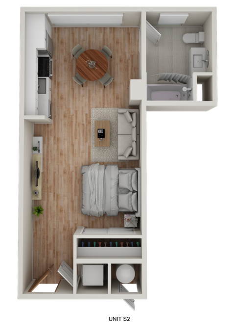 Floor plan for studio, 1 bath, 471 sqft